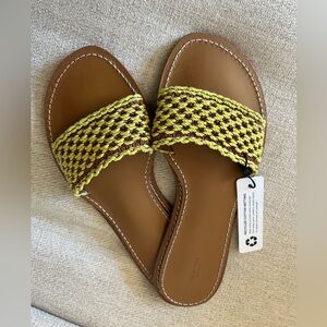 rag & bone Melrose Slide Sandal Leather Yellow brown net size 9 NEW